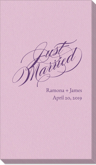 Romantic Just Married Linen Like Guest Towels